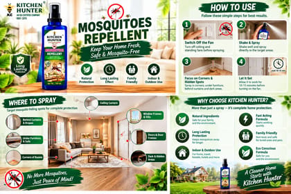 Kitchen Hunter Mosquito Repellent Spray 100ml for Home & Indoor Spaces | Easy-to-Use Household Spray
