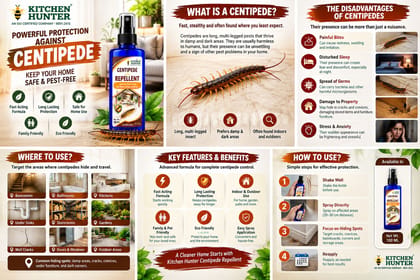 Kitchen Hunter Centipede Repellent Spray 100ml for Home & Indoor Areas | Easy Household Protection Spray