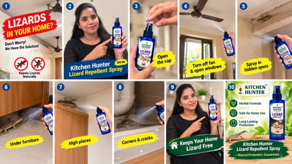 Kitchen Hunter Lizard Repellent Spray 100ml for Walls, Corners & Hidden Areas | Easy Household Spray