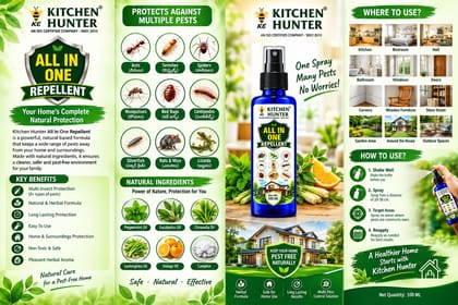 Kitchen Hunter All-In-One Insect Repellent Spray - 100ml | Multi-Insect Protection for Home & Kitchen | Easy-to-Use Household Spray