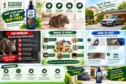 Kitchen Hunter Rat Repellent Spray 100ml for Home, Garage & Vehicle Areas | Easy Household Spray